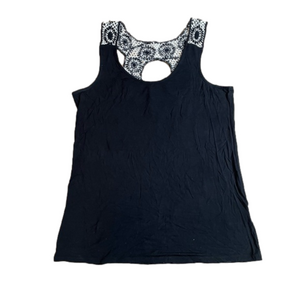 RXB Black and White Sleeveless Top with Crochet Back Size Medium